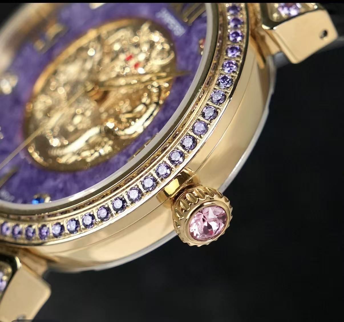 Purple gemstone luxury watch